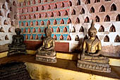 Vientiane, Laos - Wat Si Saket, The gallery around the sim houses thousands of Buddha statues in various mudras, dating  from the 16th century. 